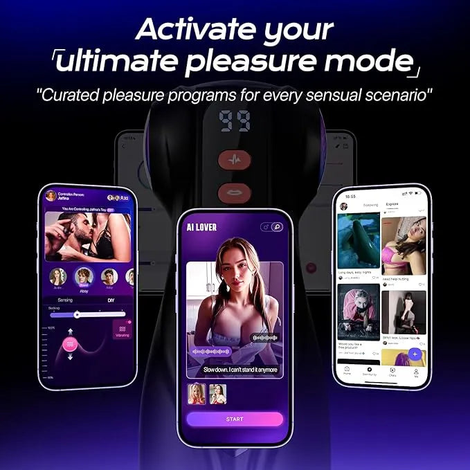3 Sleeves Sets AI Sync Pocket Pussy Penis Pump with 9 Sucking & 9 Vibrating