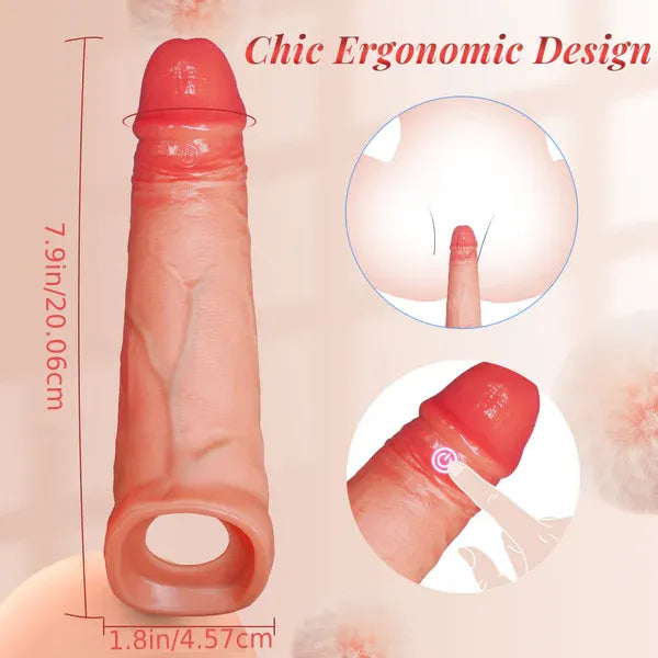 Realistic Vibrating Sleeve Dildo | 10-Mode Couples Enhancer