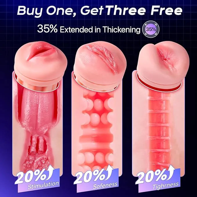 3 Sleeves Sets AI Sync Pocket Pussy Penis Pump with 9 Sucking & 9 Vibrating