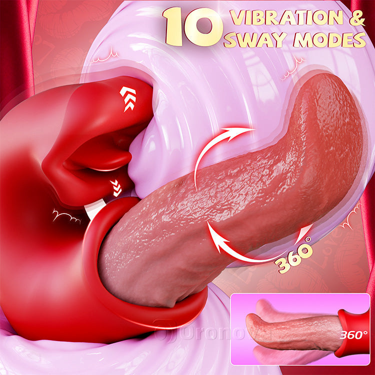 Elation 3-in-1 Dildo Vibrator – Rose Toy with G-Spot, Clit & Tongue Action