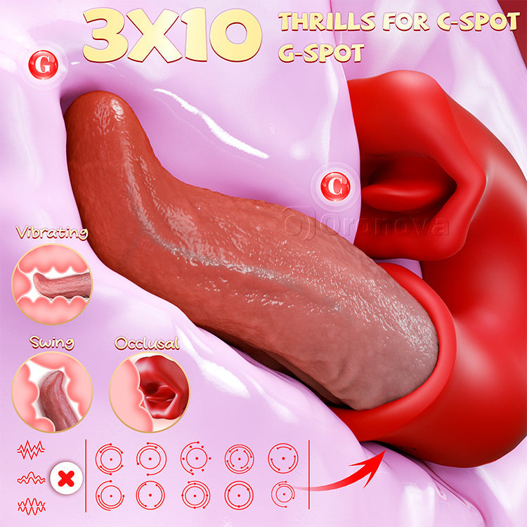 Elation 3-in-1 Dildo Vibrator – Rose Toy with G-Spot, Clit & Tongue Action