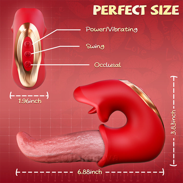 Elation 3-in-1 Dildo Vibrator – Rose Toy with G-Spot, Clit & Tongue Action