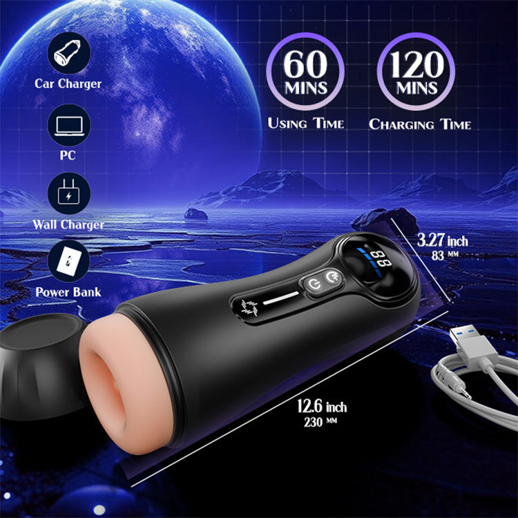 Bull Automatic Male Masturbator – 4 Suction Modes, 9 Vibrations, LED Display