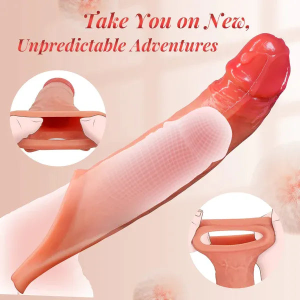 Realistic Vibrating Sleeve Dildo | 10-Mode Couples Enhancer