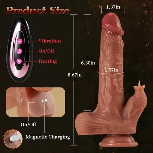 Silicone Thrusting Dildo | Licking Clitoral Stimulator 