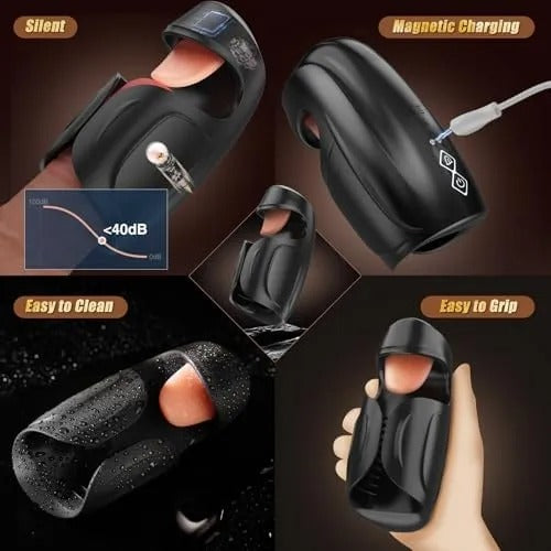 10 Tongue Licking Vibrations and 10 Beating Vibration Modes Penis Training Vibrator
