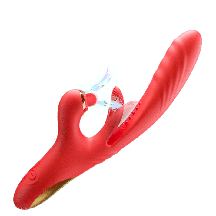 VibeMax - Vibrateur 4 en 1 à poussée avec stimulation par léchage, vibration et tapotements du clitoris 