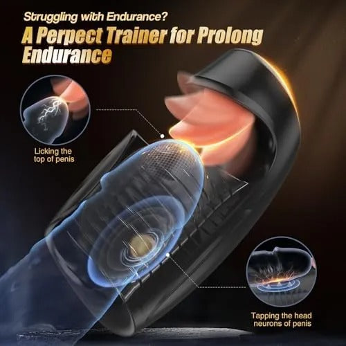 10 Tongue Licking Vibrations and 10 Beating Vibration Modes Penis Training Vibrator